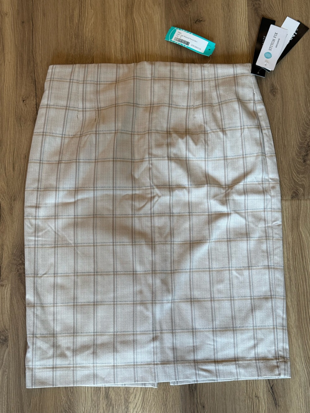 Tribal Cream Plaid Pencil Skirt